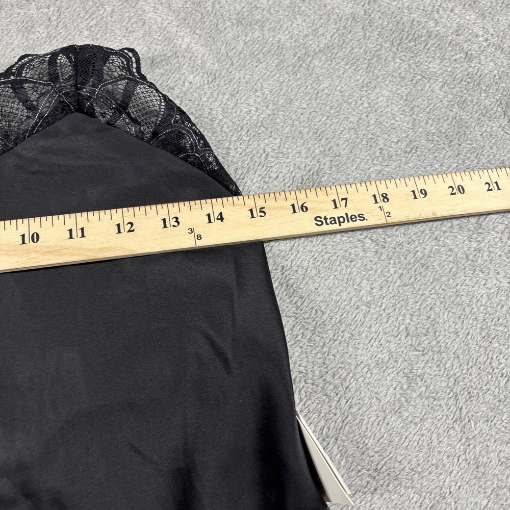 Flora by Flora Nikrooz Slip Black Satin Lace Bodice Sheer Nightgown Size M NWT - Picture 7 of 12